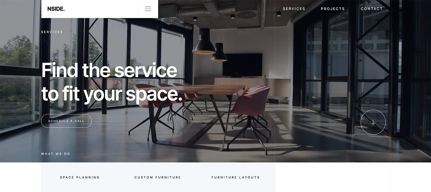 Главный экран сайта NSIDE на Webflow