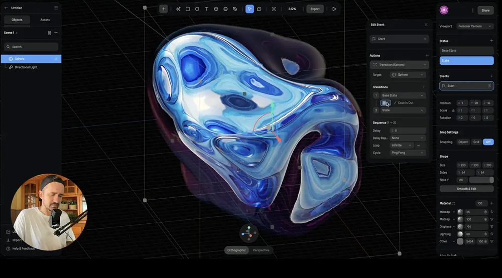 3D-об’єкт із рідким матеріалом у Spline