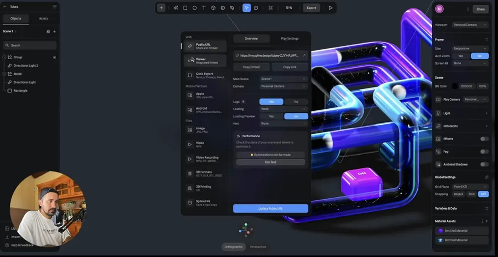 Неонові 3D-труби й експорт сцени в Spline